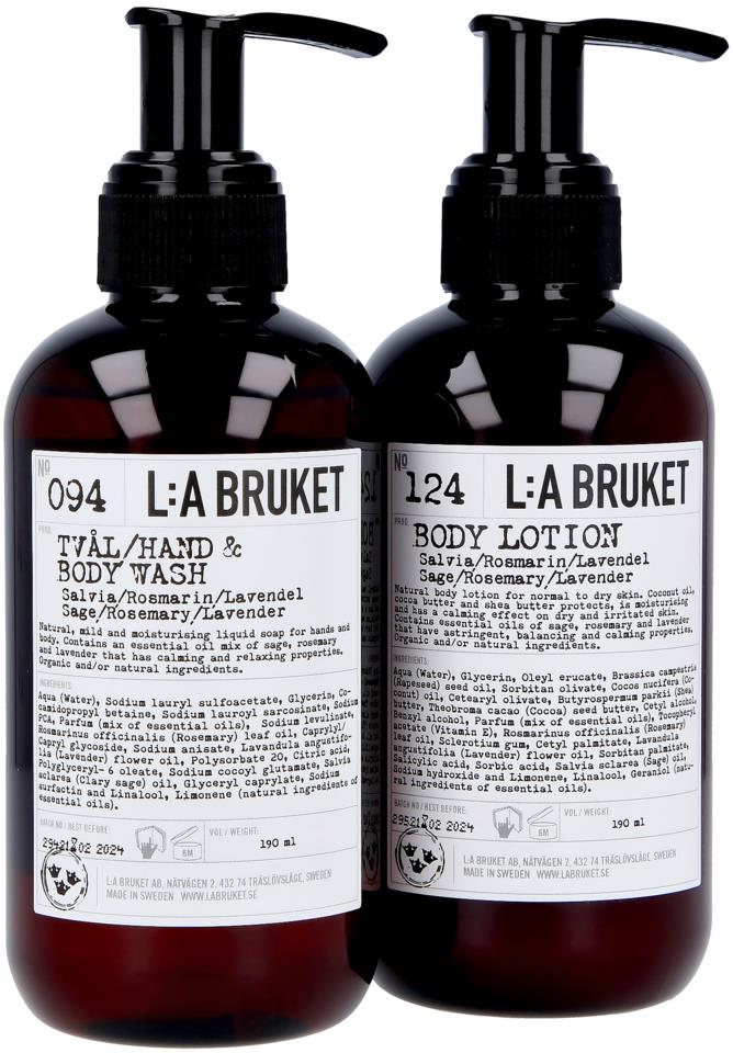 L:a Bruket 208 Duo-kit Flytande Tvål/Bodylotion Salvia/Rosmarin/Lavendel 190 ml
