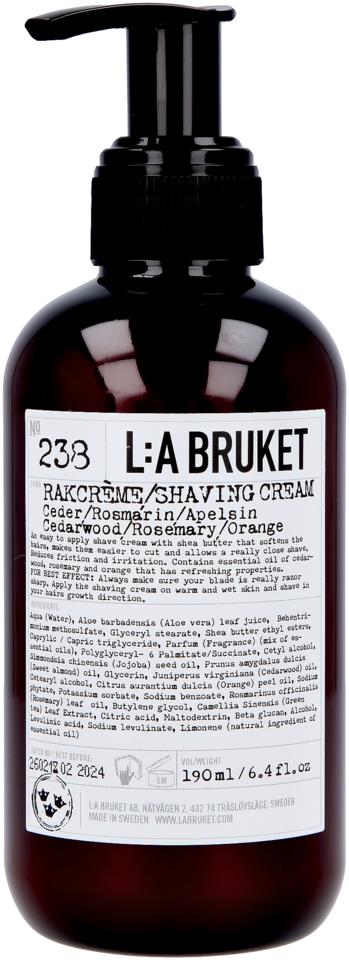 L:a Bruket 238 Rakcrème Ceder/Rosmarin/Apelsin 190 ml