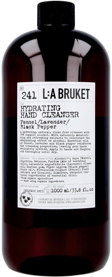 L:a Bruket 241 Refill Återfuktande handrengöring Fänkålsfrö, Lavender och svartpeppar 1000 ml