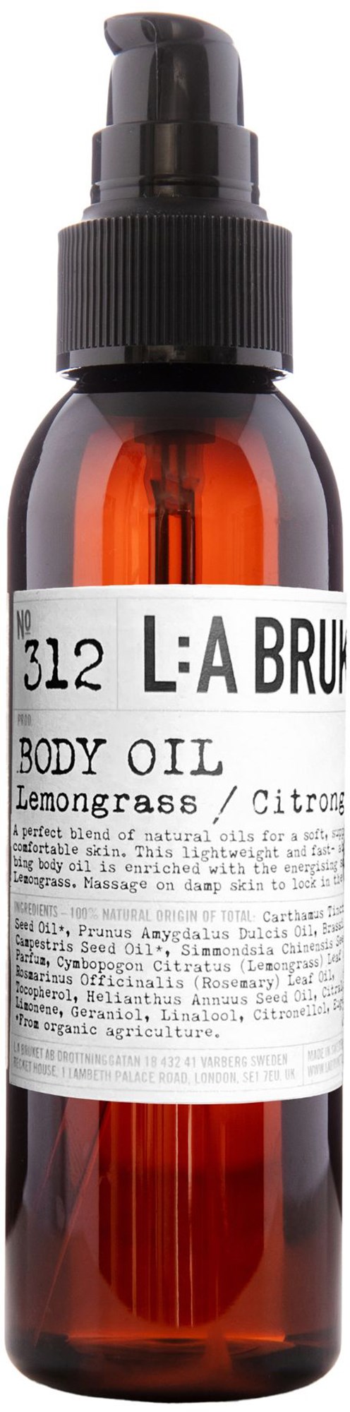 L:a Bruket Body Oil 312 Lemongrass 120 ml