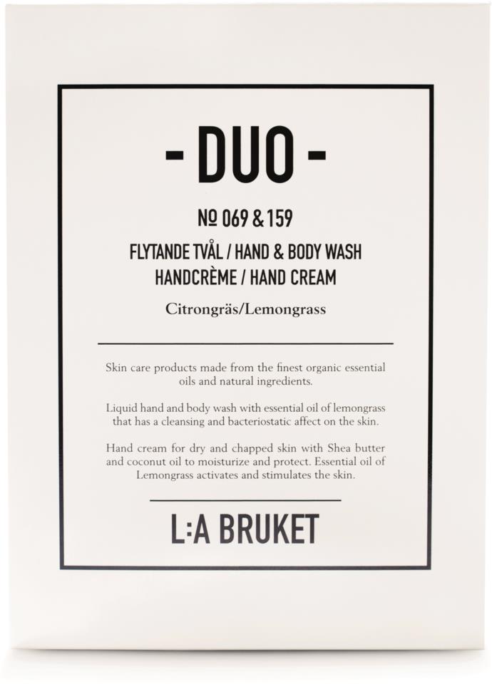 L:A Bruket Duo-kit Flytande Tvål/Handcrème Citrongräs 200 ml