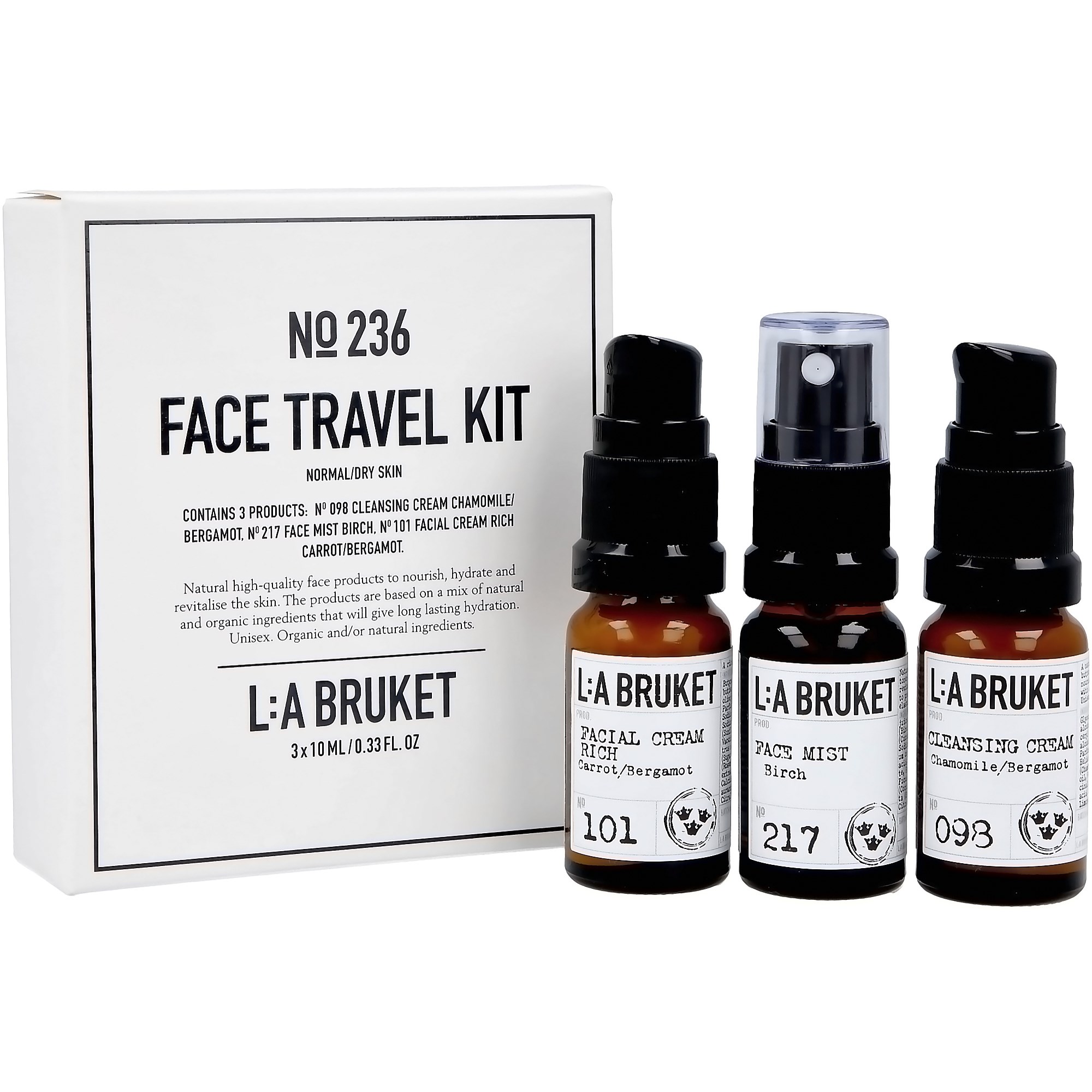 L:A Bruket Travel Kit Normal/Torr Hy 3 x 10 ml