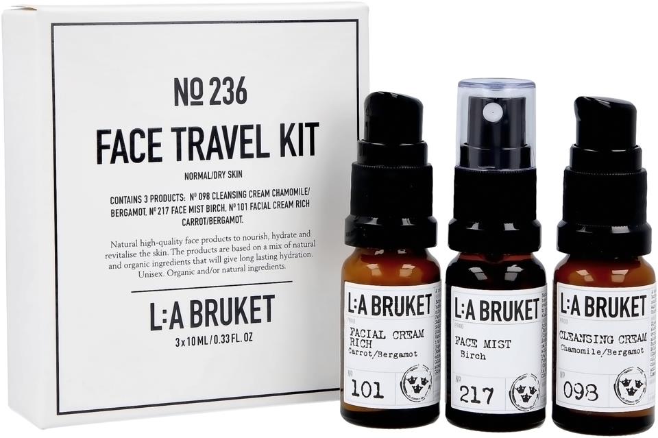 L:A Bruket Face Travel Kit Normal/Torr Hy 3 x 10 ml                  