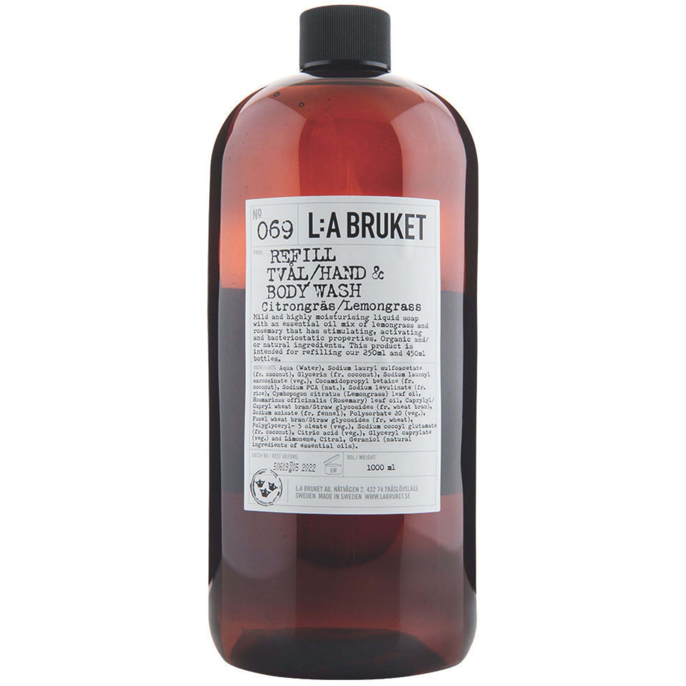 L:a Bruket Hand & Body Wash 069 Refill Lemongrass 1000 ml billede