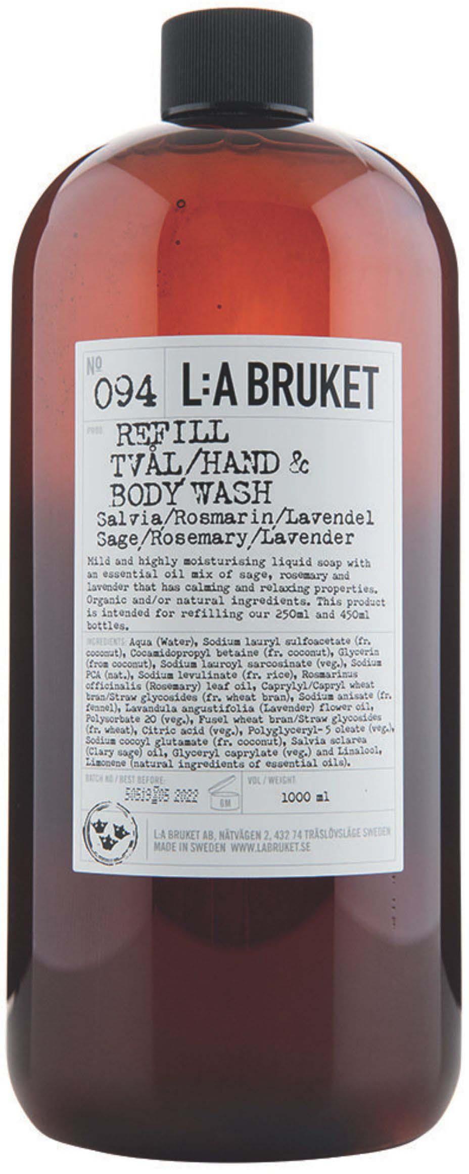 L:a Bruket Hand & Body Wash 094 Refill Sage/Rosemary/Lavender 1000 ml