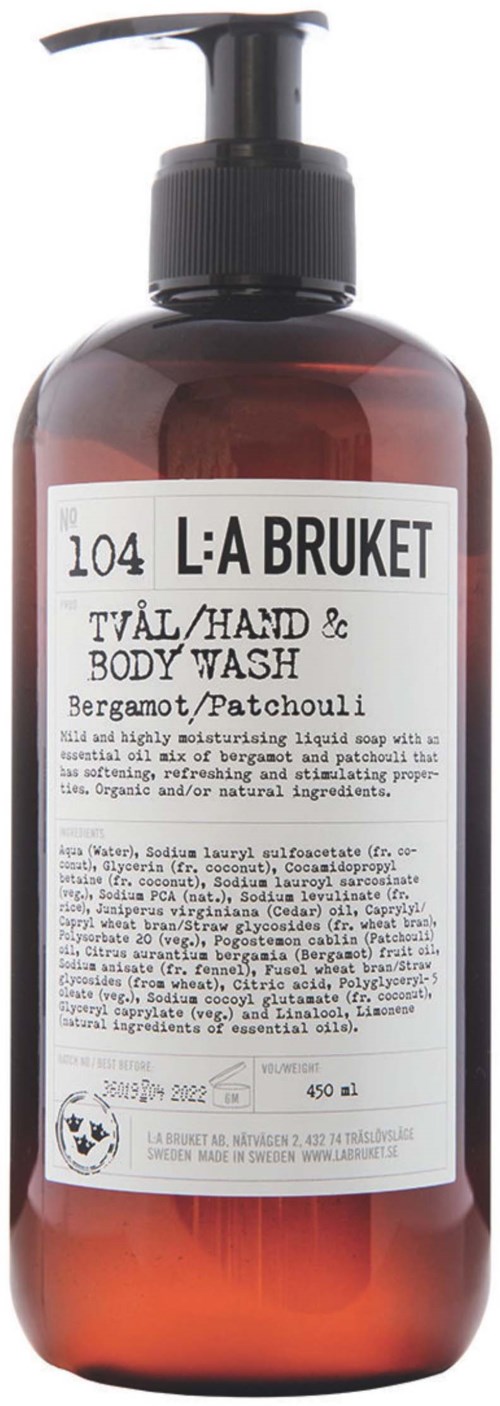 L:a Bruket Hand & Body Wash 104 Bergamot/Patchouli 450 ml