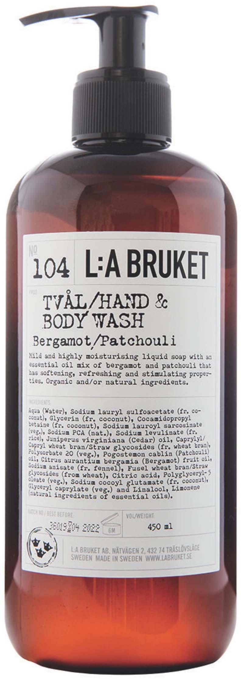 L:a Bruket Hand & Body Wash 104 Bergamot/Patchouli 450 ml