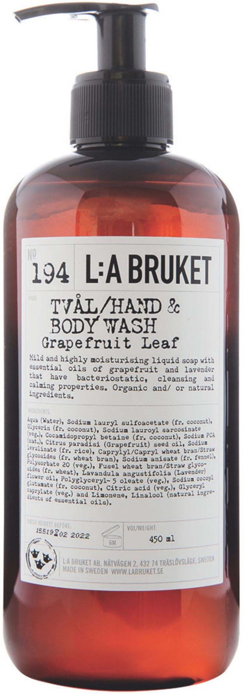 L:a Bruket Hand & Body Wash 194 Grapefruit Leaf 450 ml
