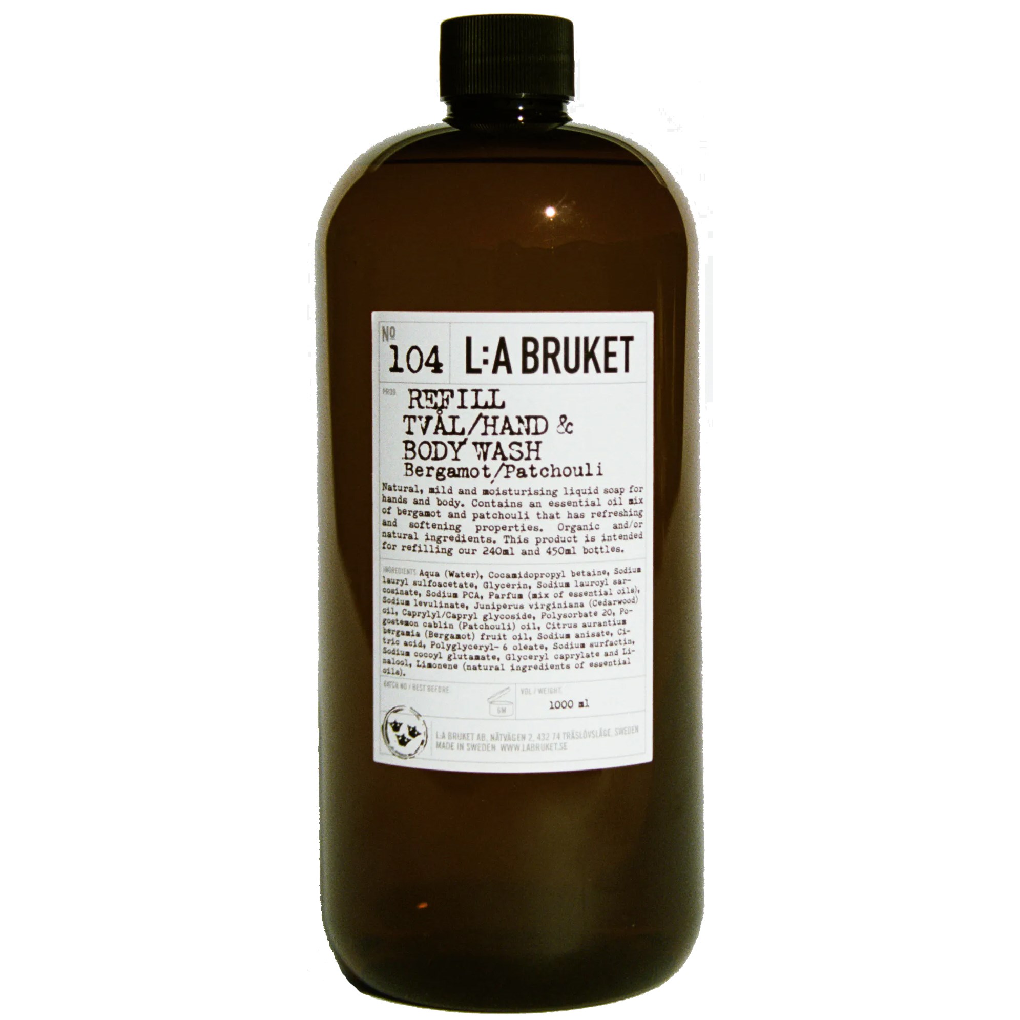 Läs mer om L:A Bruket Refill Flytande Tvål Bergamot/Patchouli 1000 ml