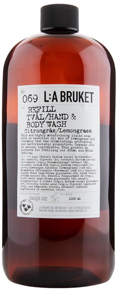 L:A Bruket Refill Hand- & Body Wash Lemongrass 1000 ml