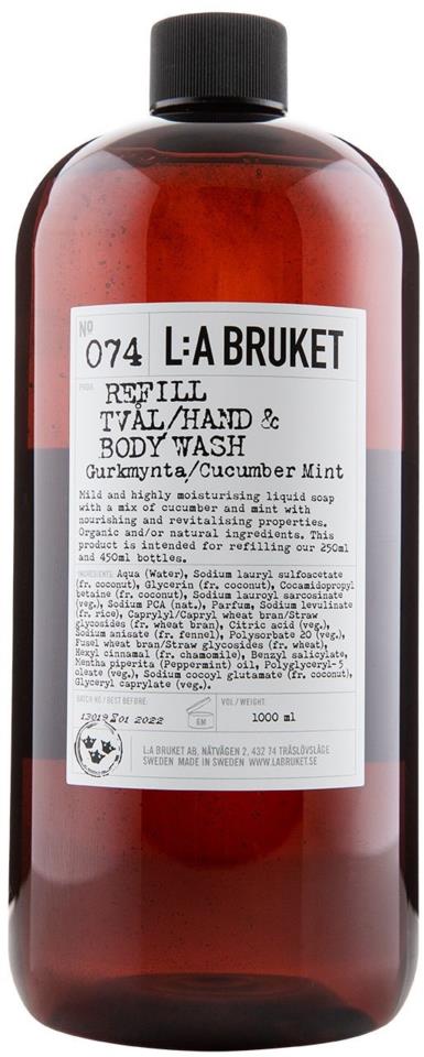 L:A Bruket Refill Hand- & Body Wash Cucumber Mint 1000 ml