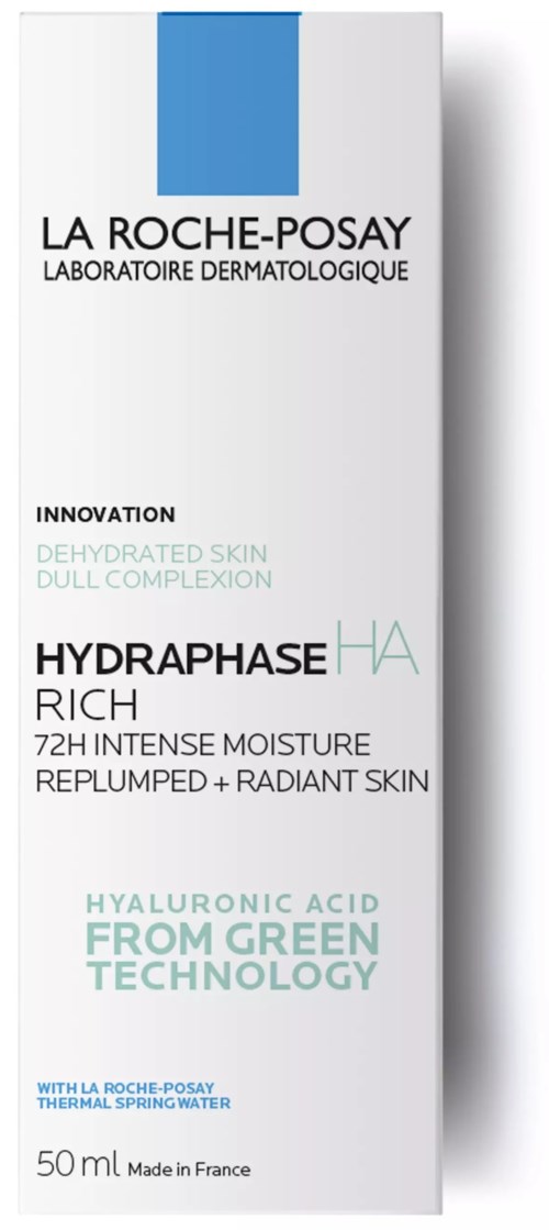 A white box of La Roche-Posay skincare with blue and black text and a blue stripe at top.