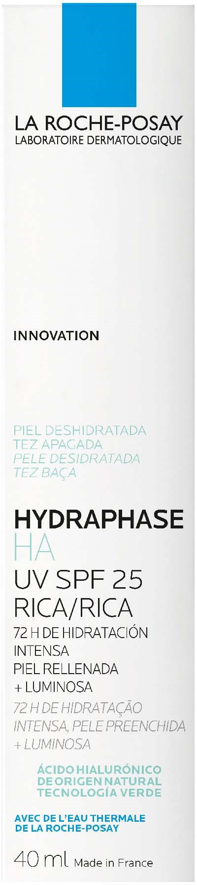 Hoitotuotemerkki La Roche-Posay, UV-suoja SPF 25, kosteuttavat ja hehkuvat ominaisuudet, luonnollisilla aineilla.