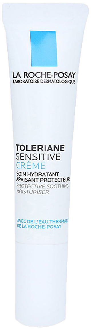 Biała tubka La Roche-Posay Tolerance Sensitive Cream, oznaczona jako nawilżający i łagodzący krem nawilżający.