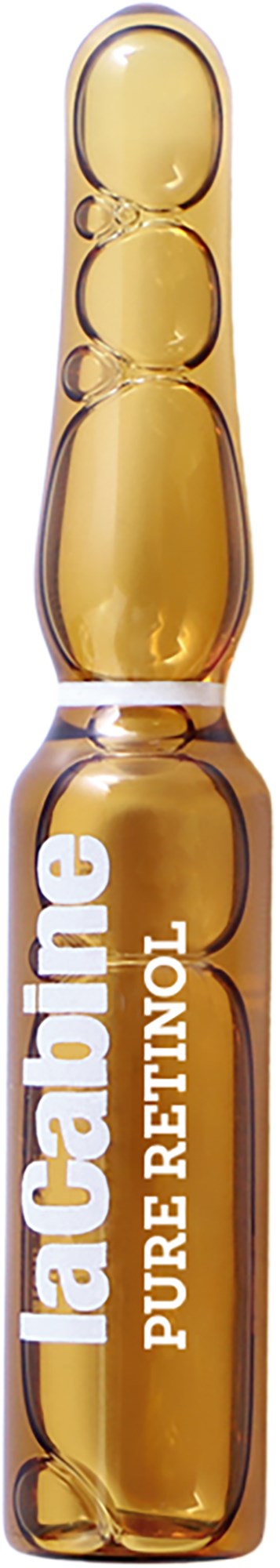 Ruskea gelatisti kapsele, jossa lukee 'lactaine' ja 'Pure Retinol' valkoisella.