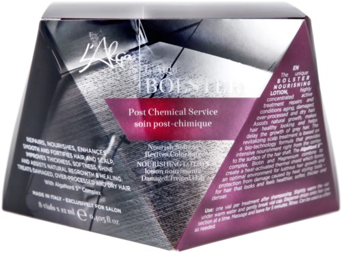 A box of hair product labeled "Post Chemical Service" designed to repair and nourish damaged hair.