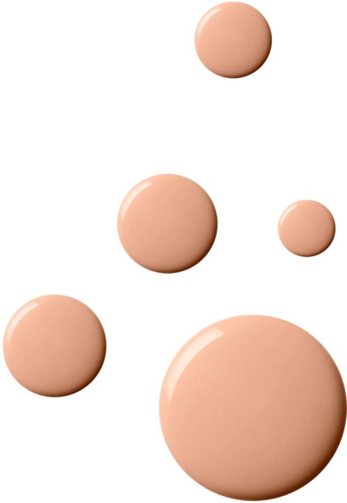 Flera beige cirkulära former varierar i storlek, spridda på en vit bakgrund. De liknar stora piller eller bubblor.