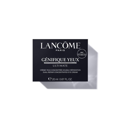 A small black box with white text shows it is a Lancôme eye cream product.
