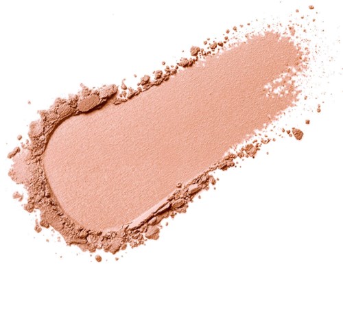 A soft pink powder spread on a white background, with some scattered particles around the main area.
