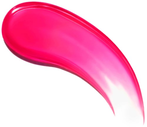 Ett tydligt rosa hudvårds- eller sminkprodukt med lång, kurvig form och glänsande finish.