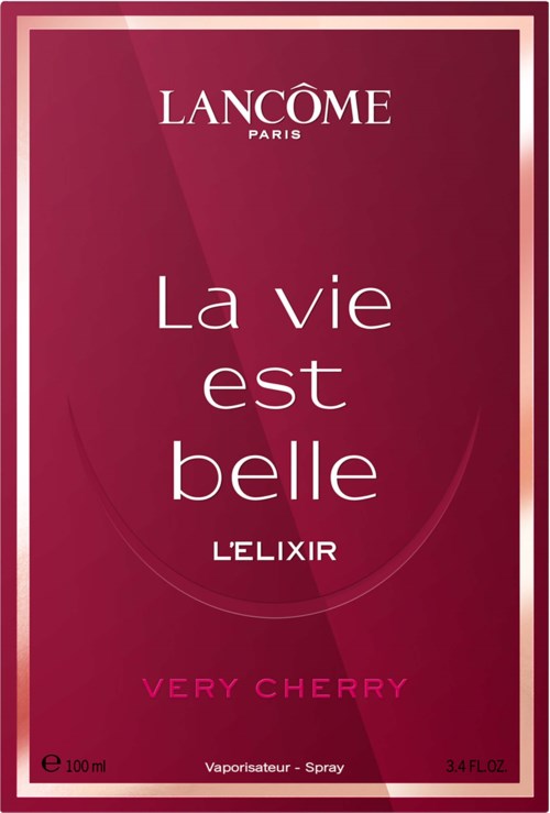 Lancôme La Vie Est Belle Very Cherry Parfümflasche mit dunklem Kirschtönen.