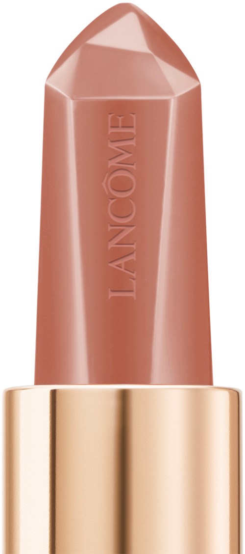 Leppestift i rosa-brunt med gullhylle, merket Lancome.
