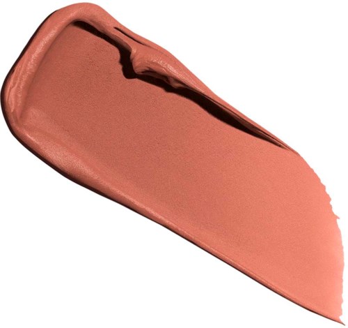 A swipe of peach-colored makeup or lipstick with a smooth, curved shape and a slightly textured edge.