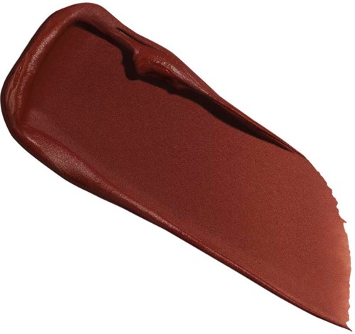 Ett streck av mörkröd läppstift med glansig yta och lite längre form.
