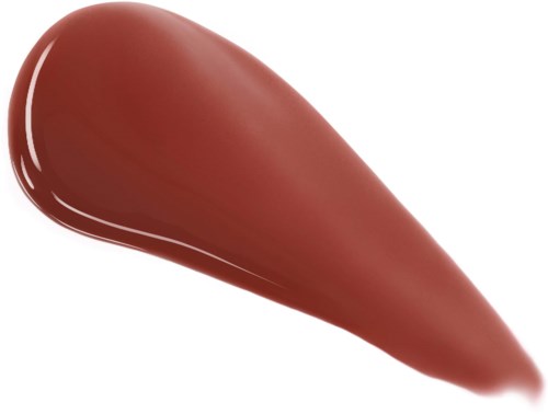 Een gladde, gebogen swipe van bruin lippenstift of lipgloss.