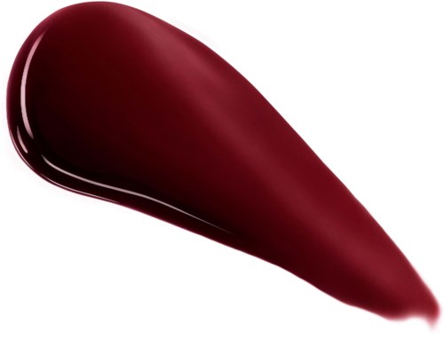 Een dieprode, gladde lippenstiftdoek op een witte achtergrond.