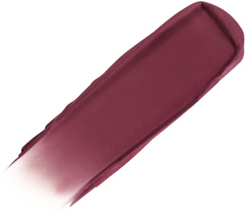En streck av mörk rosa eller mörkröd läppstift på en vit bakgrund.