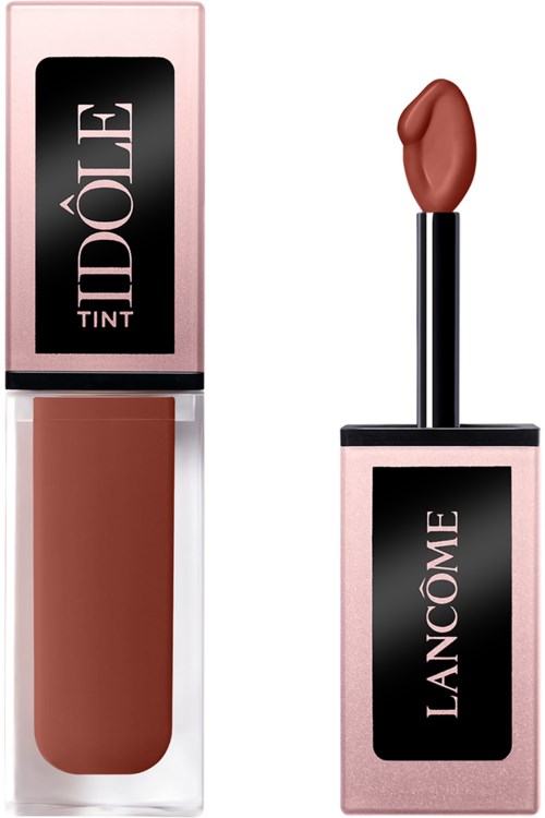 Huulipunan kotelo, jossa on huulipunasävy ja brändinimet "IDÔLE TINT" ja "LANCÔME".