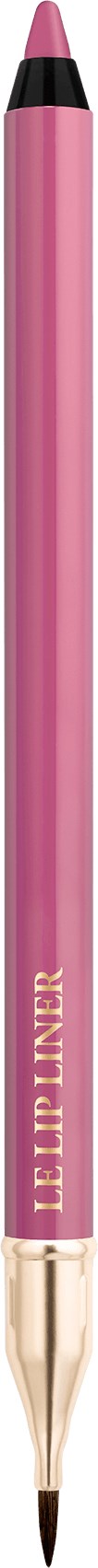 En rosa eyeliner blyant med svarte og sølv detaljer og gullskrift på kroppen.