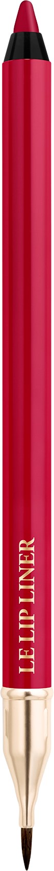 En röd läppenna med svart spets och guldband, märkt 'LIP LINER'.