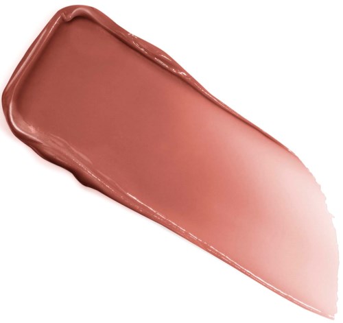 Et strøk av rosa-brun sminke eller leppestift på en hvit bakgrunn.