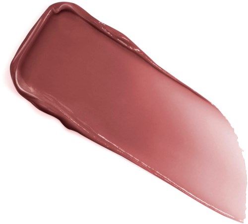 Et strek av rosa leppestift med glatt, blank overflate og spiss ende.