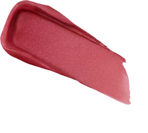 Pink makeup product smudge with a darker edge and a streak of lighter color.
