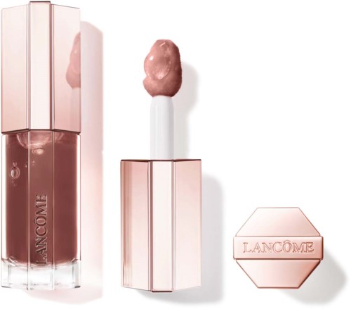 A pink lipstick with a shiny case, the cap is off, showing the lipstick inside.