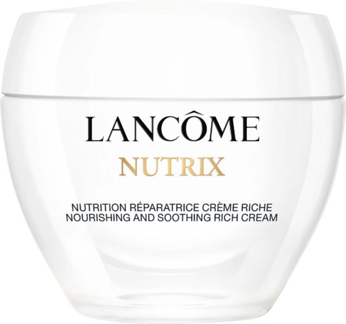 Ein weißer Behälter mit Lancôme Nutrix nährende und beruhigende reichhaltige Creme.