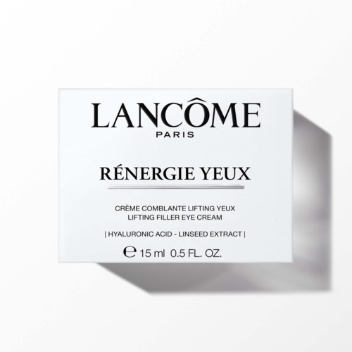 Lancôme ögonkräm låda med produktdetaljer och logotyp.