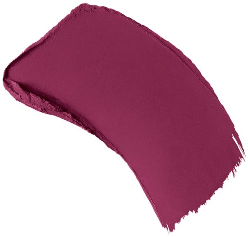 A thick, curved brush stroke in dark pink color on a white background.