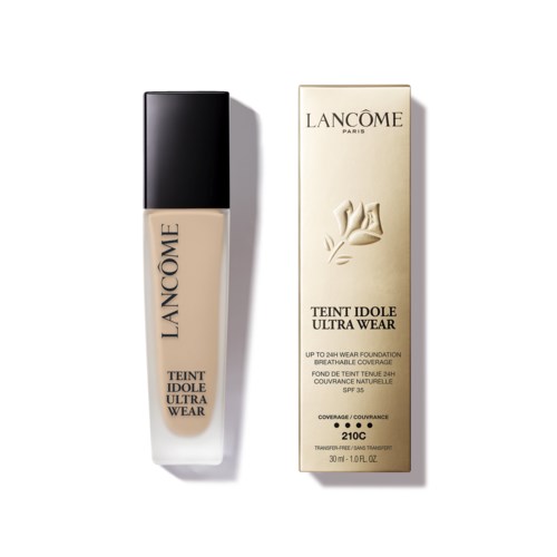 Lancôme-meikkivoide pullo ja laatikko, joissa lukee Teint Idole Ultra Wear, SPF 35, sävy 210C.