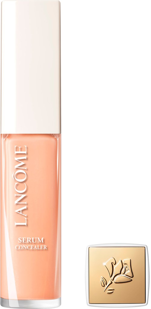 Lancôme-seerumi peitevoide pullo ja kultainen puikko vieressä valkoisella taustalla.