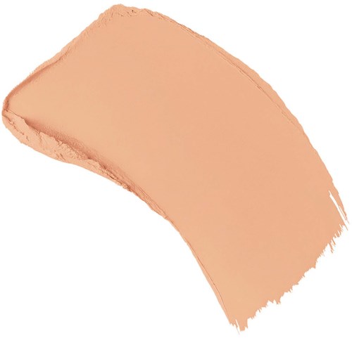 En beige- eller persikoliknande sminkproduktprov med en lätt oregelbunden kant.