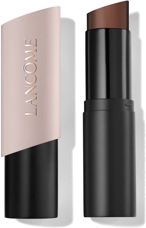 Lancôme läppstift med ett beige och svart stilrent fodral. Läppstiftet är mörkbrunt.