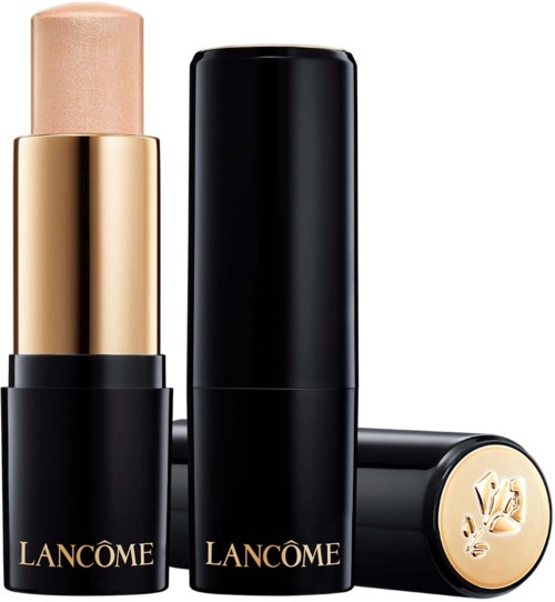 Lancôme läppstift i svart och guld, ettlock borttaget och visar beige läppstift.