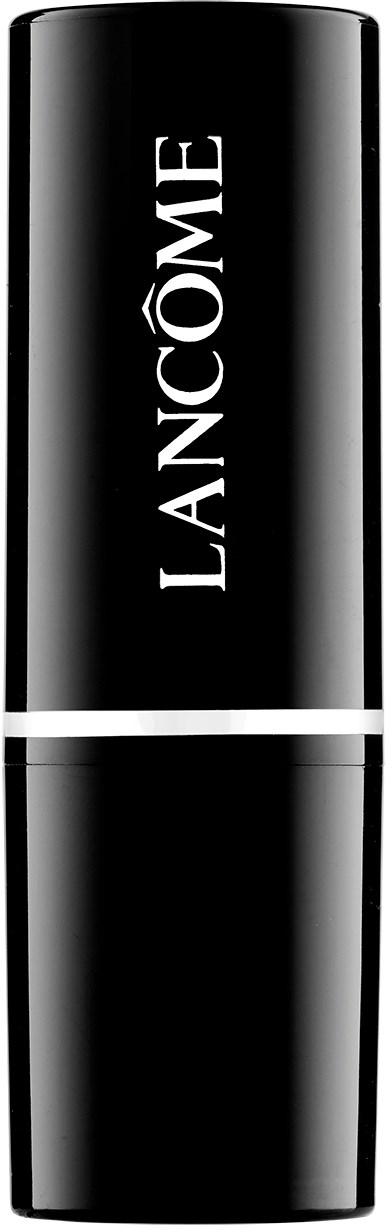 En svart flaska med vit rand och ordet 'LANCÔME' skrivet vertikalt.