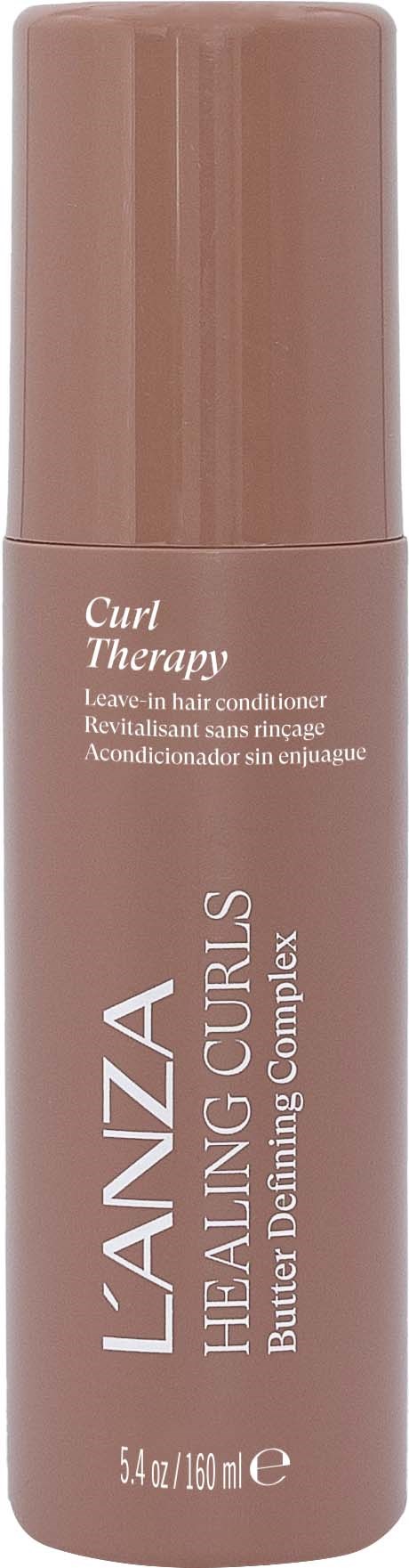 Brązowe opakowanie z LANZA Healing Curls Curl Therapy odżywką bez spłukiwania.