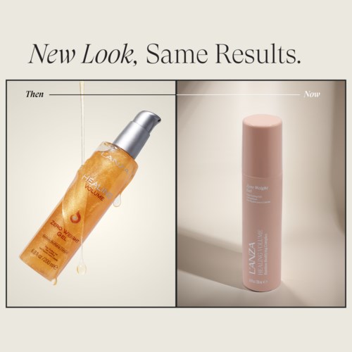 Före och efter produkter med olika förpackningar, märkt som ny look men samma resultat.