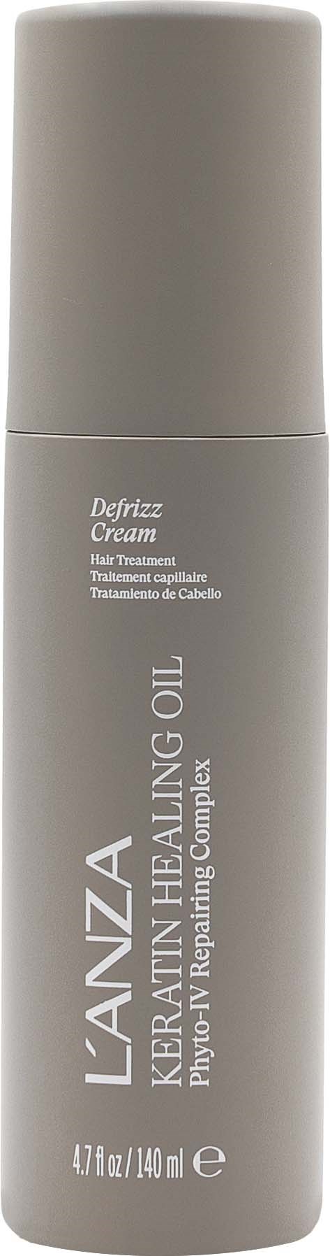 A tall, gray cylindrical bottle with a cap, containing YANZA keratin oil hair treatment.